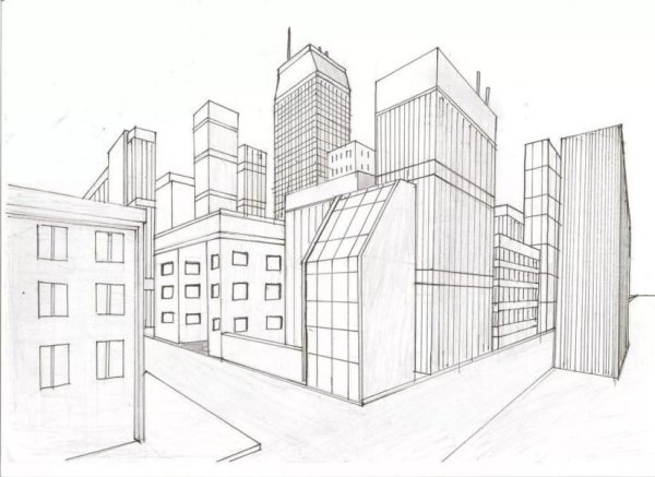 Эскиз здания в современном стиле