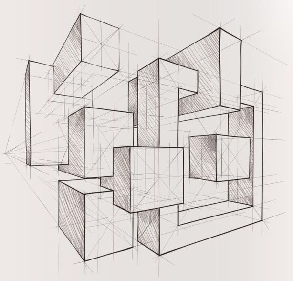 Врезки геометрических тел аксонометрия