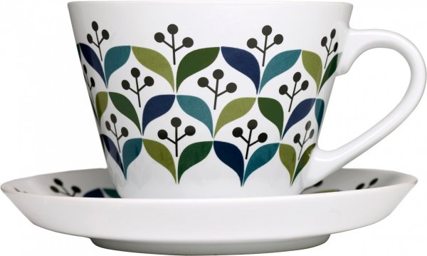 Гжельская роспись тарелка сбоку