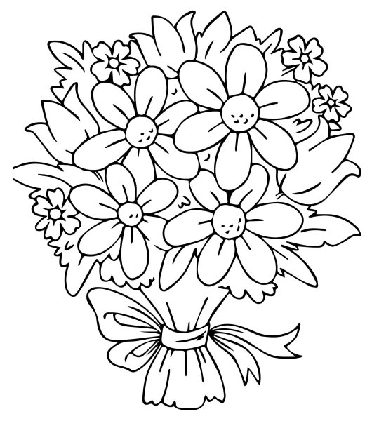 Букет цветов раскраска для детей