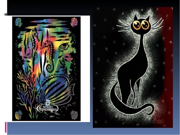 Гравюра граттаж дети