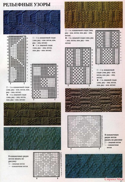 Вязание спицами рельефные узоры и схемы с описанием бесплатно
