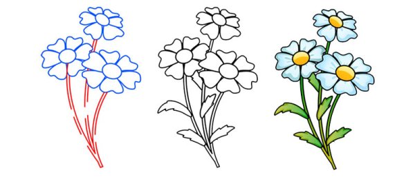 Цветы. Раскраска для малышей