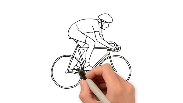 Велосипедист рисунок карандашом