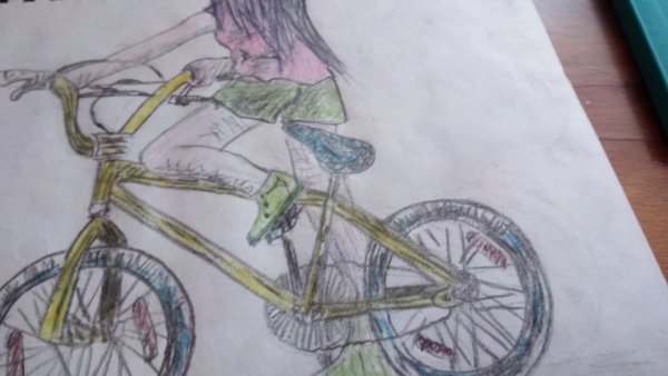 Рисования карандашом девочка на велосипеде
