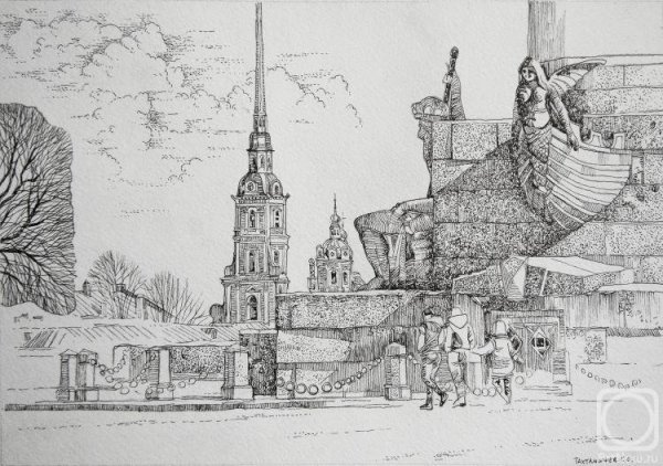 Ростральные колонны Васильевский остров Графика