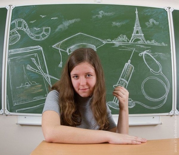 Рисунки мелом на доске