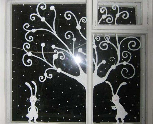 Новогодняя роспись окон