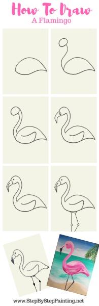 Поэтапное рисование Фламинго для детей