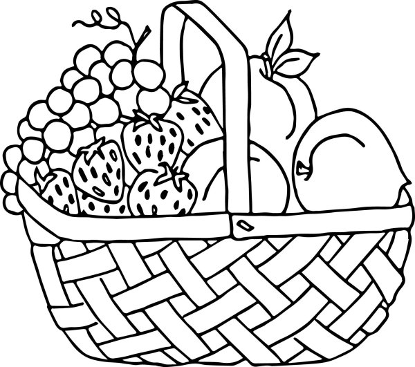 Корзина с фруктами раскраска