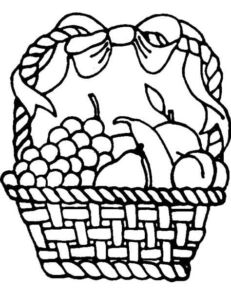 Корзинка с фруктами раскраска для детей