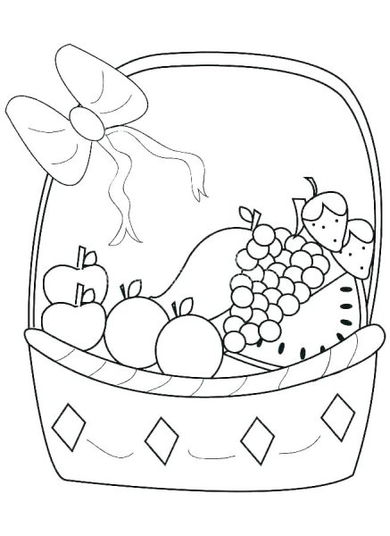 Корзинка с фруктами раскраска для детей