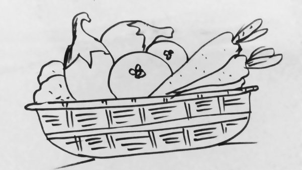 Корзина с яблоками раскраска