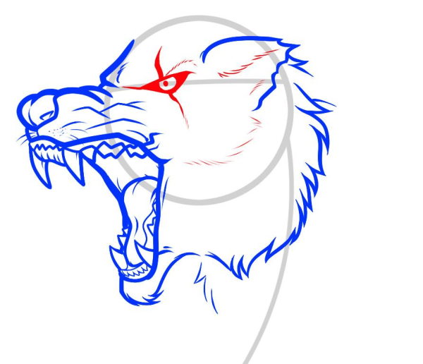 Поэтапное рисование морды волка для детей