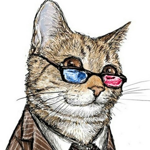 Кот в очках и галстуке
