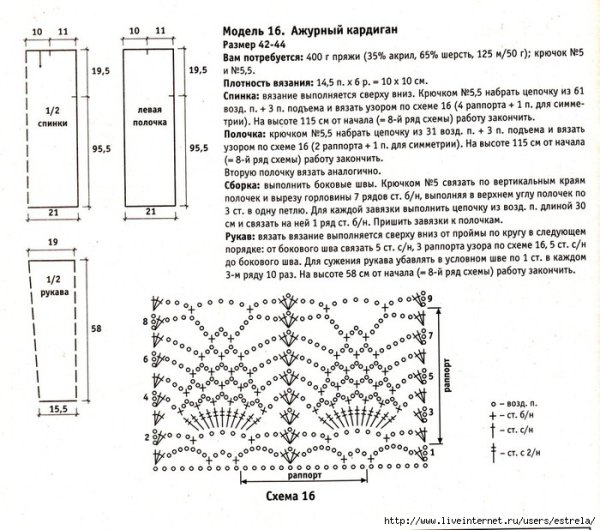 Кардиган крючком для начинающих пошагово 48 размер