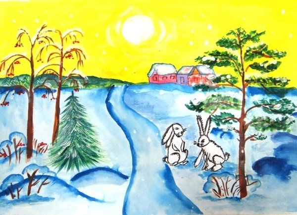 Зимние картинки для срисовки