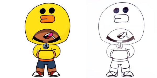 Легкий рисунок Леона из БРАВЛ старс