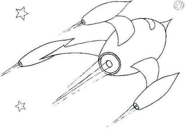 Космический корабль рисунок легкий