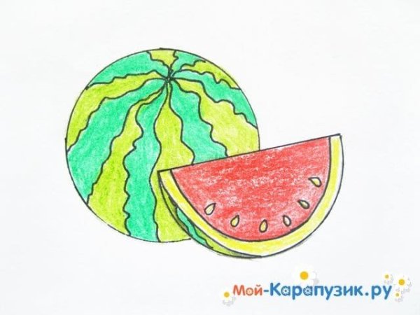 Арбуз рисунок карандашом