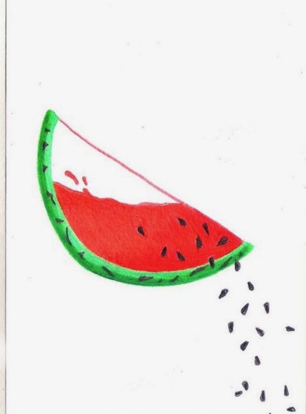 Арбуз цветными карандашами