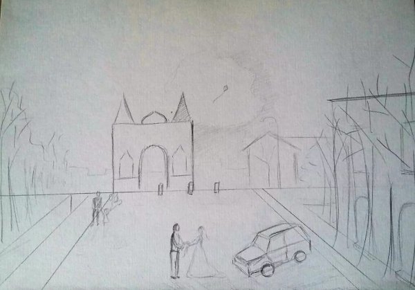 Городской пейзаж рисунок