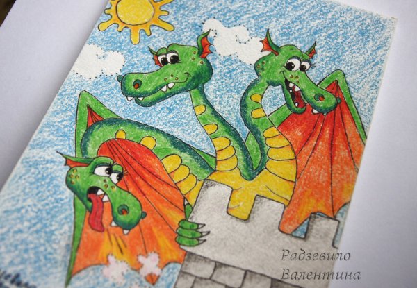 Змей Горыныч трехголовый рисунок