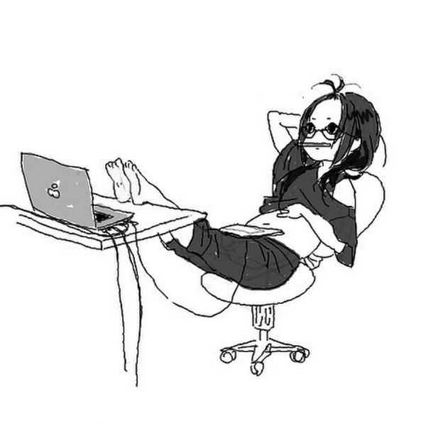 Манга девушка за компьютером