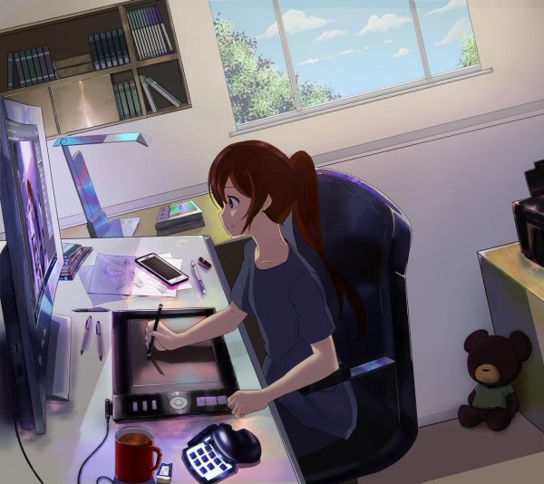 Девочка за компом