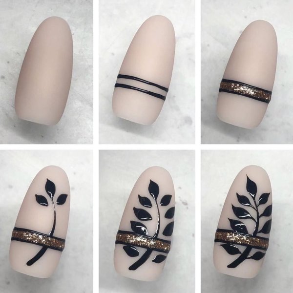 Рисование на ногтях веточки