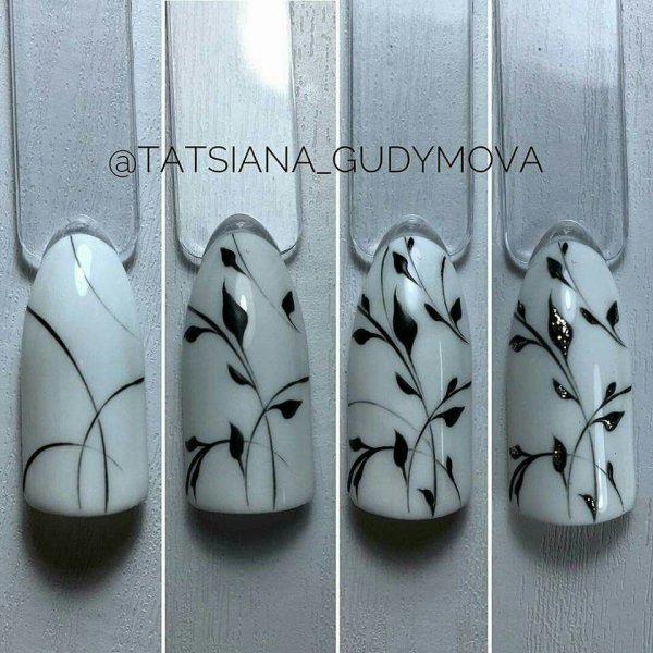 Веточка на ногтях пошагово