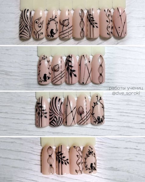 Тонкие линии на ногтях