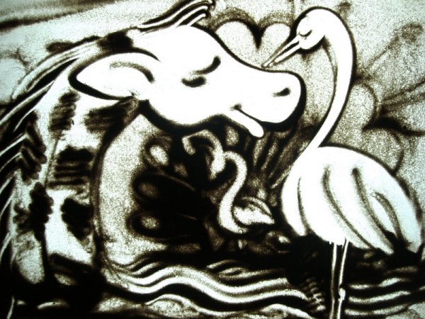 Осьминог рисование песком