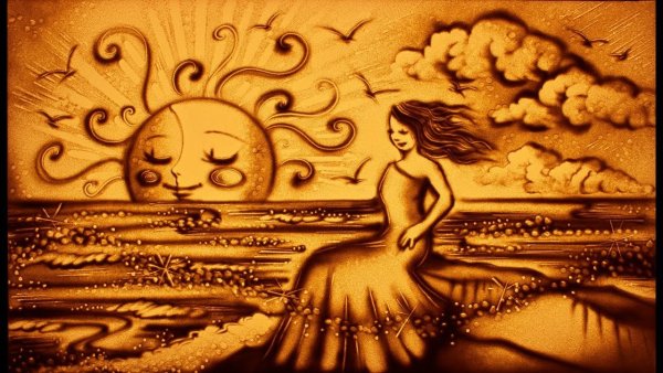 Рисование песком космос