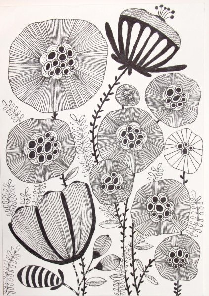 Цветы в технике дудлинг