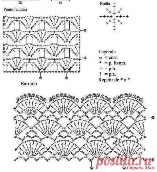 Вязание крючком схемы ажурных узоров кофточек