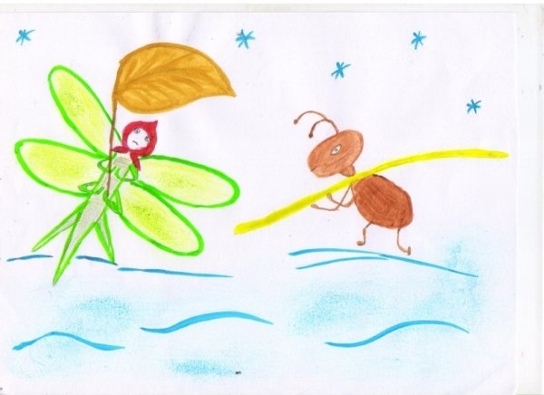 Рисунок к басне Стрекоза и муравей 2 класс