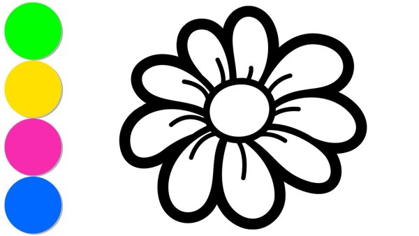 Цветочек к для детей раскраска цветные