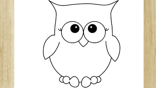 Сова рисунок для срисовки легкие