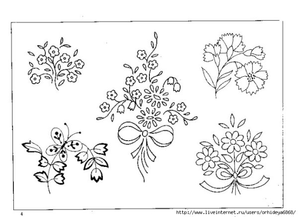 Эскизы цветов для вышивки