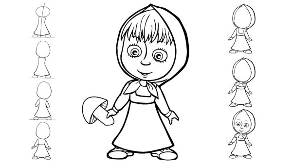 Маша из мультика Маша и медведь рисунок