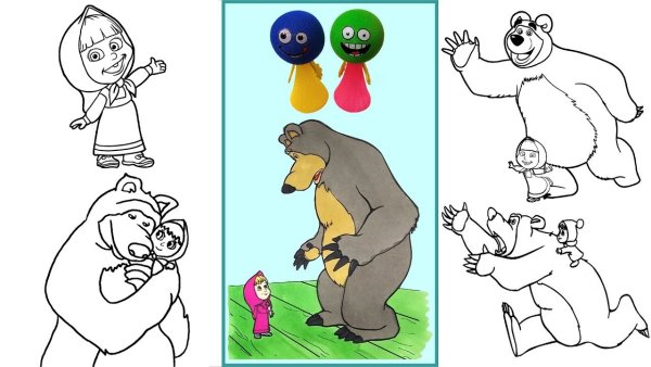 Нарисовать рисунок Маша и медведь