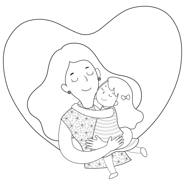 Раскраска прогулка с мамой