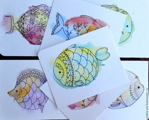 Акварель и ручка рисование для детей