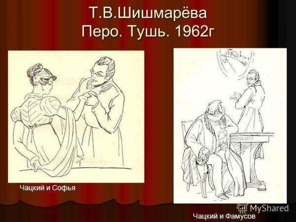 Горе от ума иллюстрации Чацкий и Софья