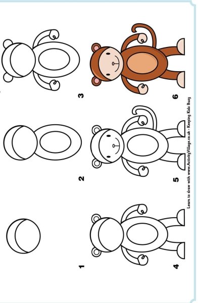 Поэтапное рисование обезьяны