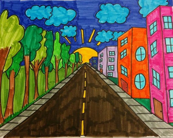 Пейзаж с перспективой для детей