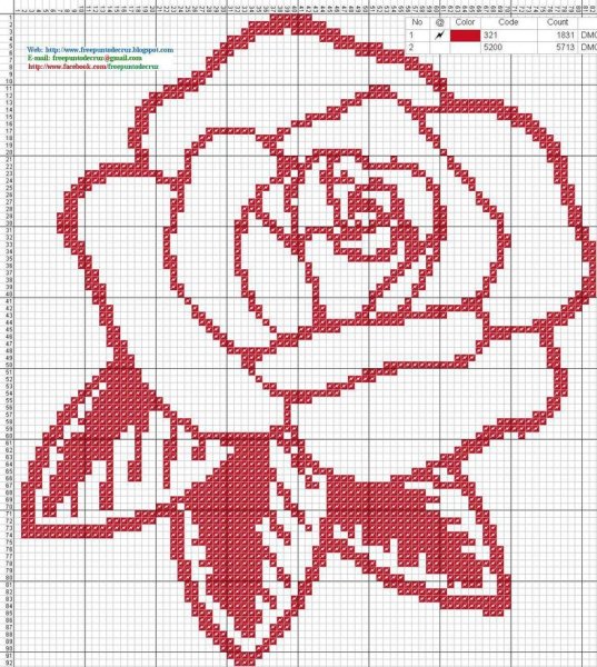 Цветок крестиком схема для начинающих