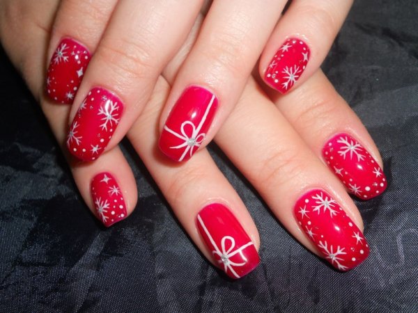 Ногти гель лаком на новый год