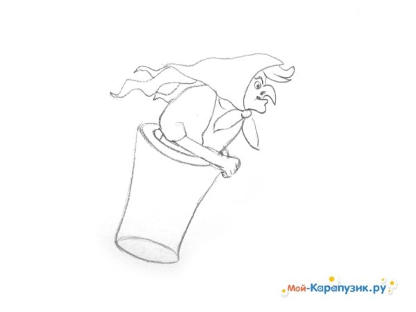 Баба Яга в ступе пошагово